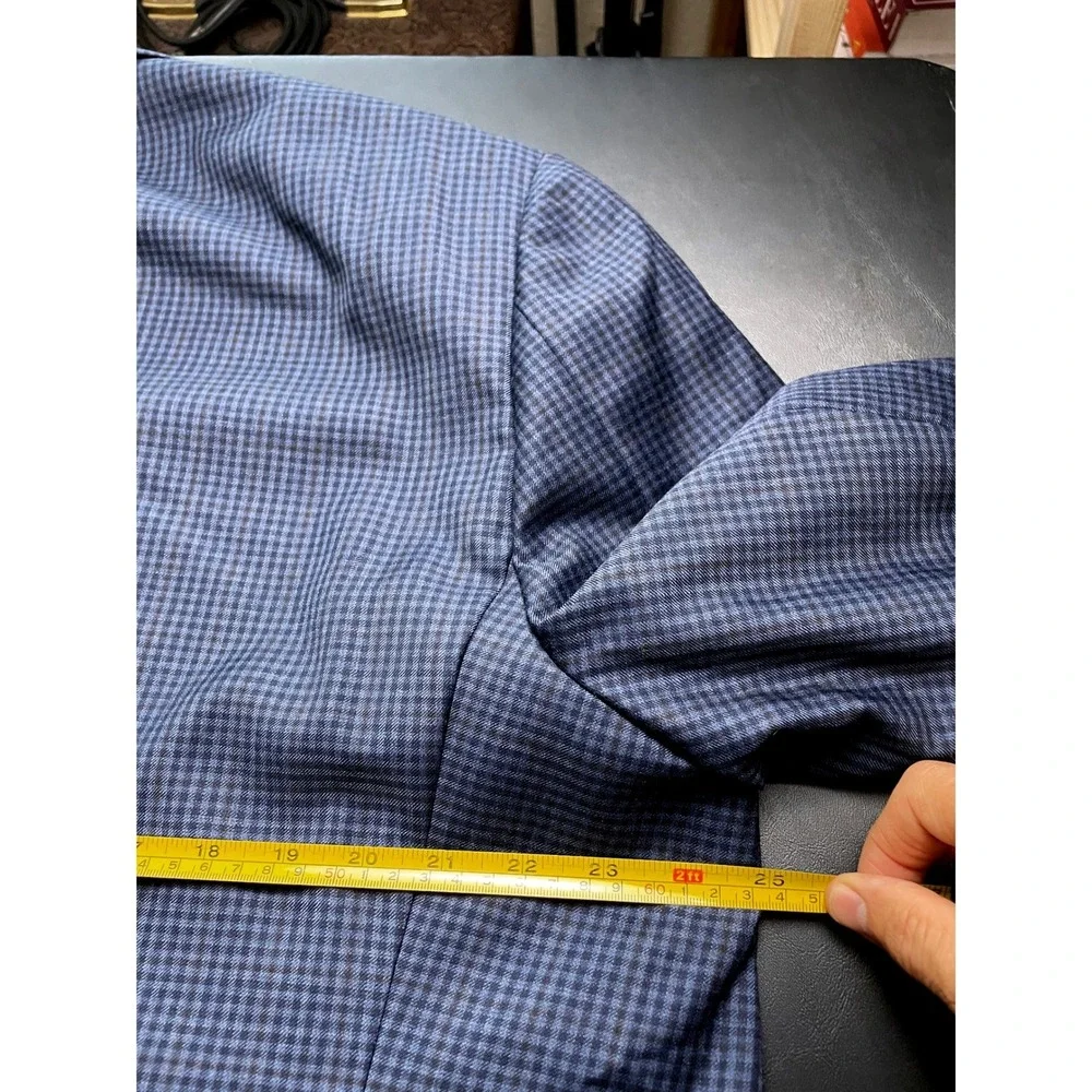 Pronto Uomo 46 Short Blue Brown Executive Fit Wool Blazer